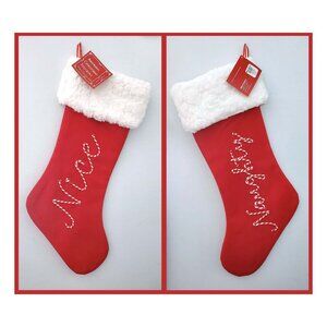 REVERSIBLE red NAUGHTY or NICE stocking NWT World Market Christmas holiday décor
